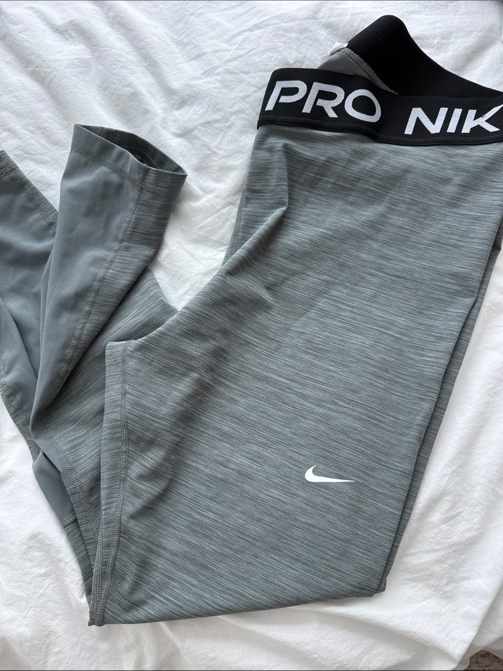 Nike Women’s Grey Pro Performance Leggings with Black Branded Waistband